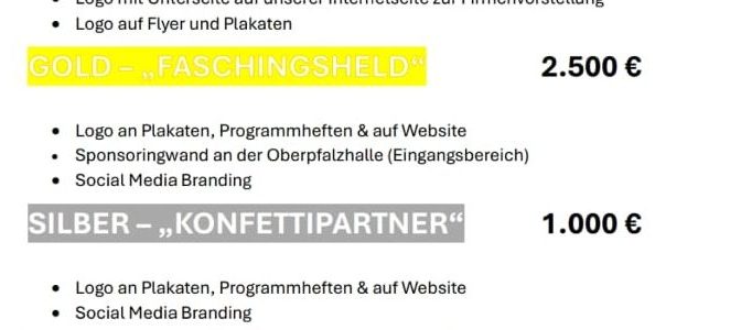 🎭 Sponsoringpakete für den Faschingszug Schwandorf 2026! 🎭